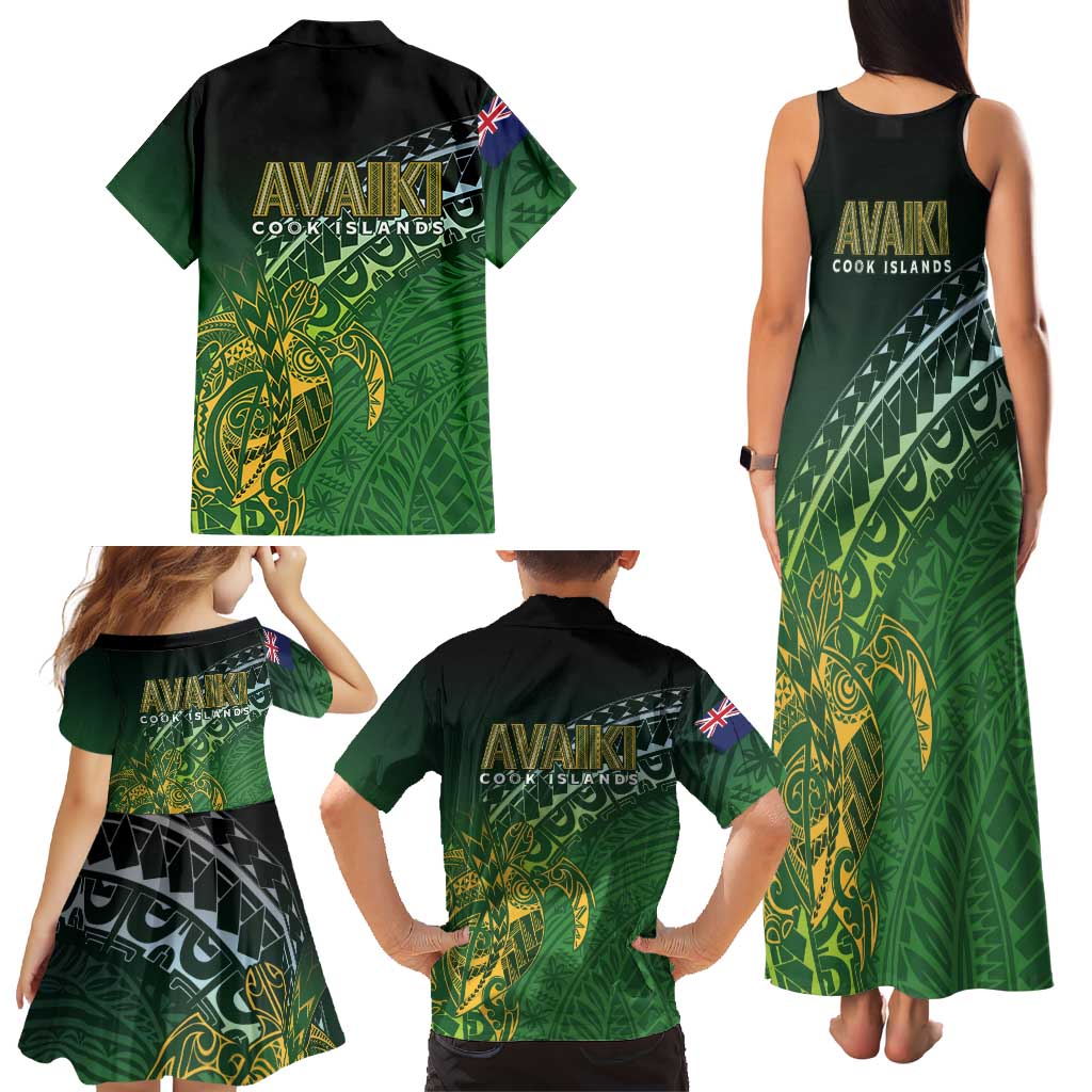 Cook Islands Rugby Kuki Avaiki Family Matching Tank Maxi Dress and Hawaiian Shirt Tribal Turtle - Aussie Hoodie