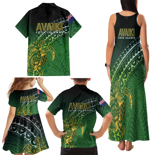 Cook Islands Rugby Kuki Avaiki Family Matching Tank Maxi Dress and Hawaiian Shirt Tribal Turtle - Aussie Hoodie