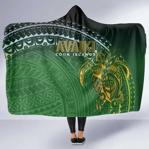 Cook Islands Rugby Kuki Avaiki Hooded Blanket Tribal Turtle - Aussie Hoodie