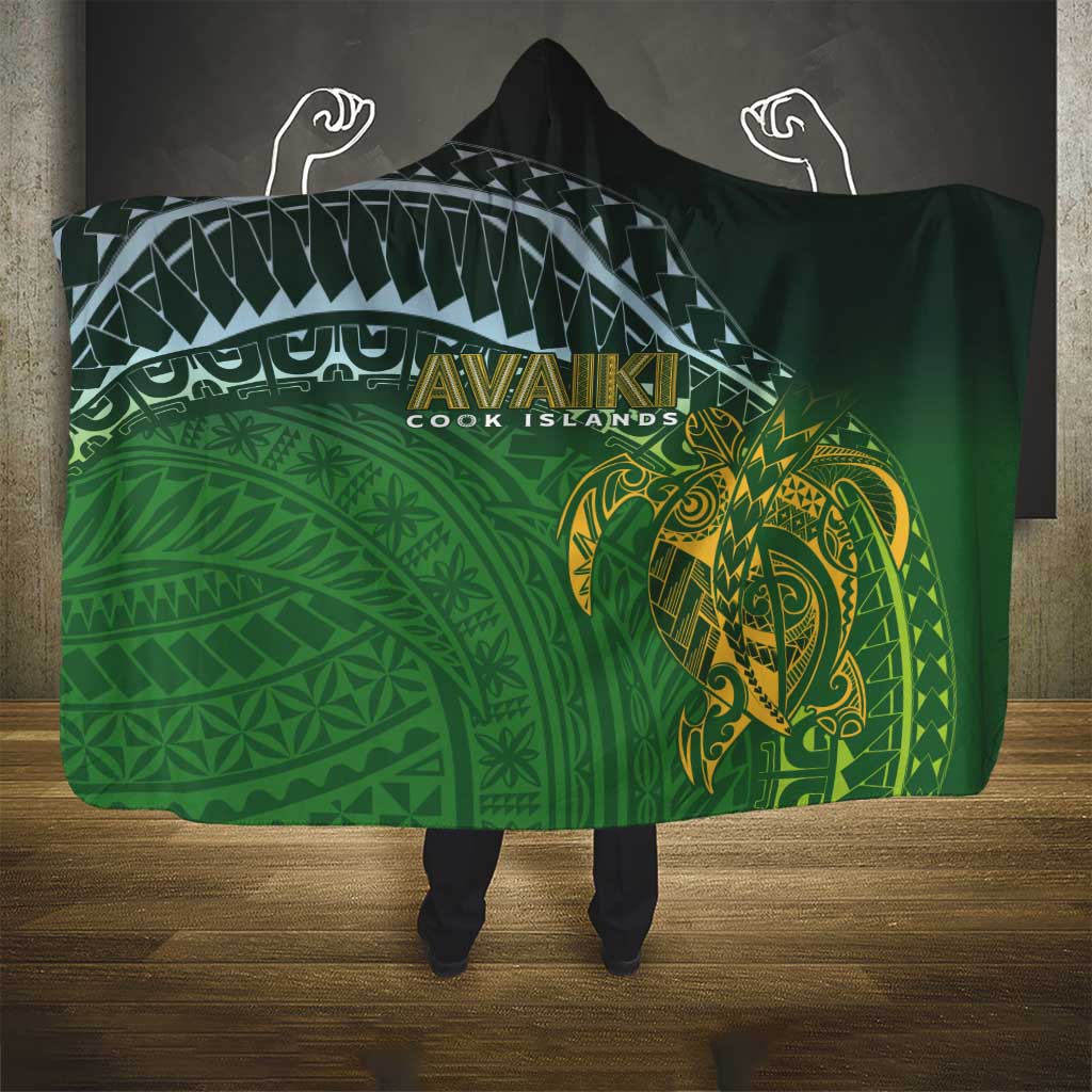 Cook Islands Rugby Kuki Avaiki Hooded Blanket Tribal Turtle - Aussie Hoodie