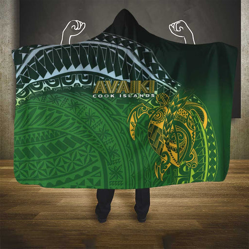 Cook Islands Rugby Kuki Avaiki Hooded Blanket Tribal Turtle - Aussie Hoodie