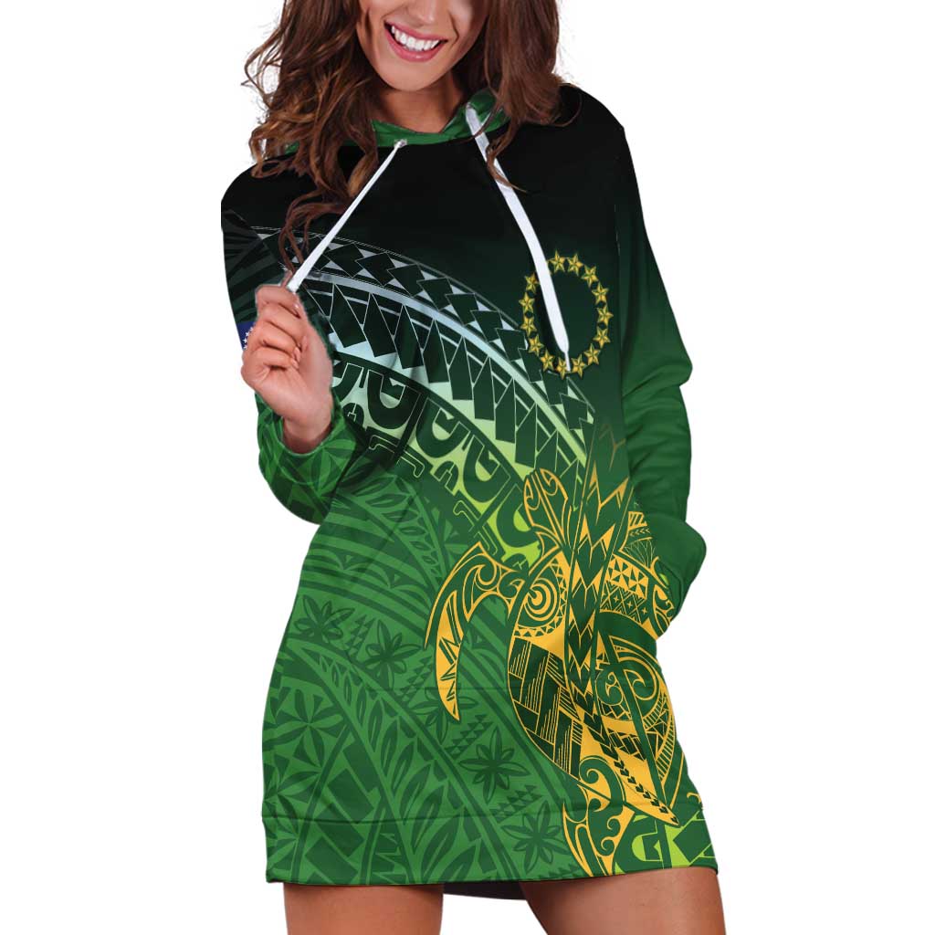 Cook Islands Rugby Kuki Avaiki Hoodie Dress Tribal Turtle - Aussie Hoodie