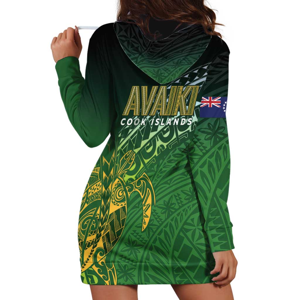 Cook Islands Rugby Kuki Avaiki Hoodie Dress Tribal Turtle - Aussie Hoodie