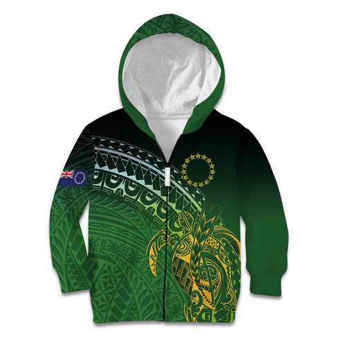 Cook Islands Rugby Kuki Avaiki Kid Hoodie Tribal Turtle - Aussie Hoodie