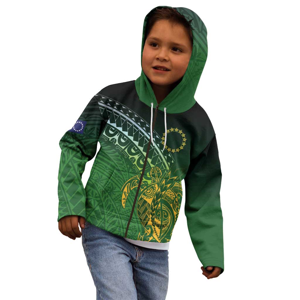 Cook Islands Rugby Kuki Avaiki Kid Hoodie Tribal Turtle - Aussie Hoodie