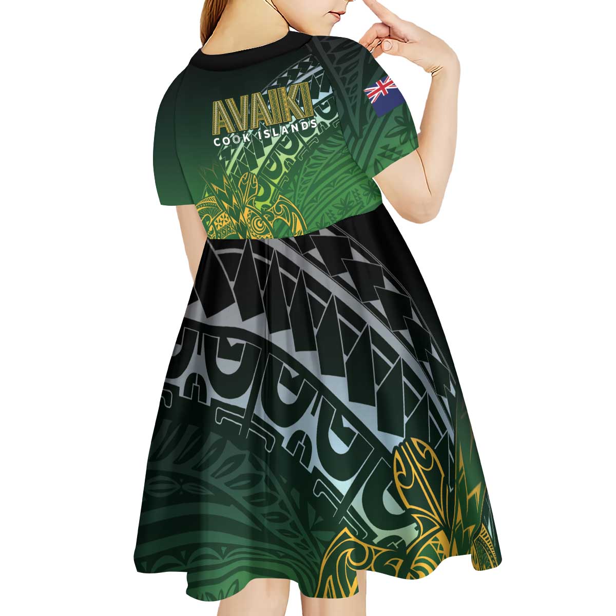 Cook Islands Rugby Kuki Avaiki Kid Short Sleeve Dress Tribal Turtle - Aussie Hoodie