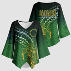 Cook Islands Rugby Kuki Avaiki Kimono Sleeve Blouse Tribal Turtle - Aussie Hoodie
