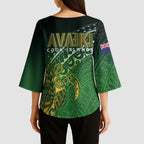 Cook Islands Rugby Kuki Avaiki Kimono Sleeve Blouse Tribal Turtle - Aussie Hoodie