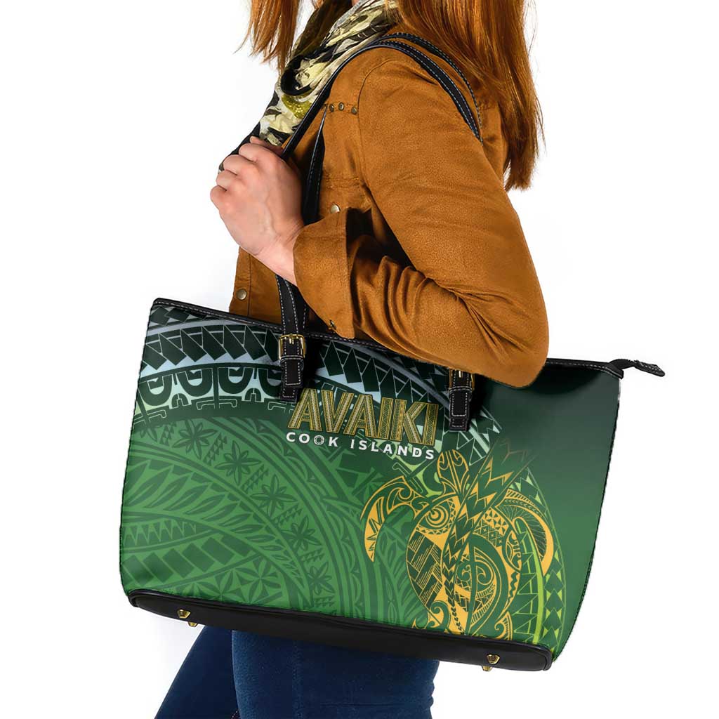 Cook Islands Rugby Kuki Avaiki Leather Tote Bag Tribal Turtle - Aussie Hoodie
