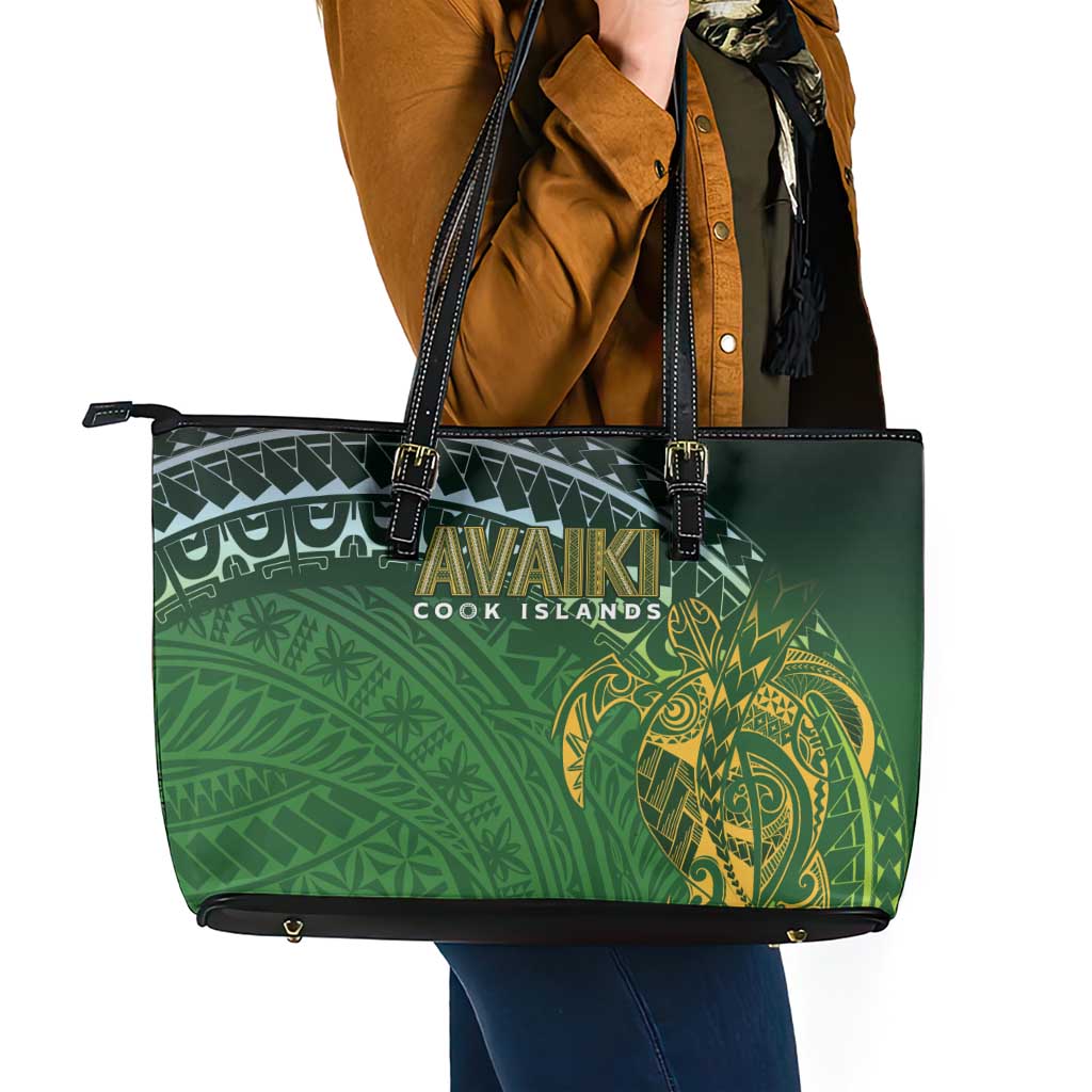 Cook Islands Rugby Kuki Avaiki Leather Tote Bag Tribal Turtle - Aussie Hoodie