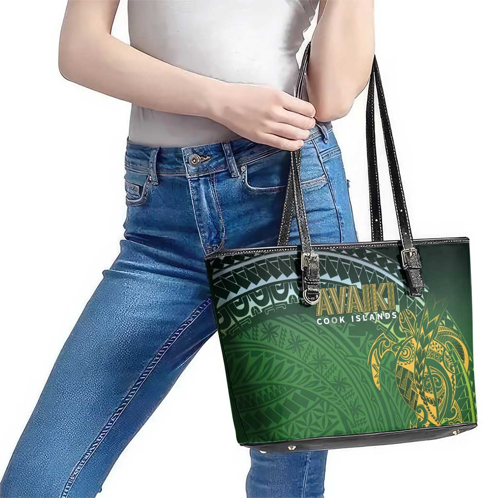 Cook Islands Rugby Kuki Avaiki Leather Tote Bag Tribal Turtle - Aussie Hoodie