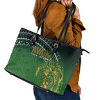 Cook Islands Rugby Kuki Avaiki Leather Tote Bag Tribal Turtle - Aussie Hoodie