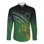 Cook Islands Rugby Kuki Avaiki Long Sleeve Button Shirt Tribal Turtle - Aussie Hoodie