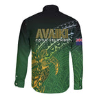 Cook Islands Rugby Kuki Avaiki Long Sleeve Button Shirt Tribal Turtle - Aussie Hoodie