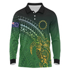 Cook Islands Rugby Kuki Avaiki Long Sleeve Polo Shirt Tribal Turtle - Aussie Hoodie