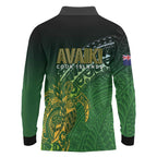 Cook Islands Rugby Kuki Avaiki Long Sleeve Polo Shirt Tribal Turtle - Aussie Hoodie