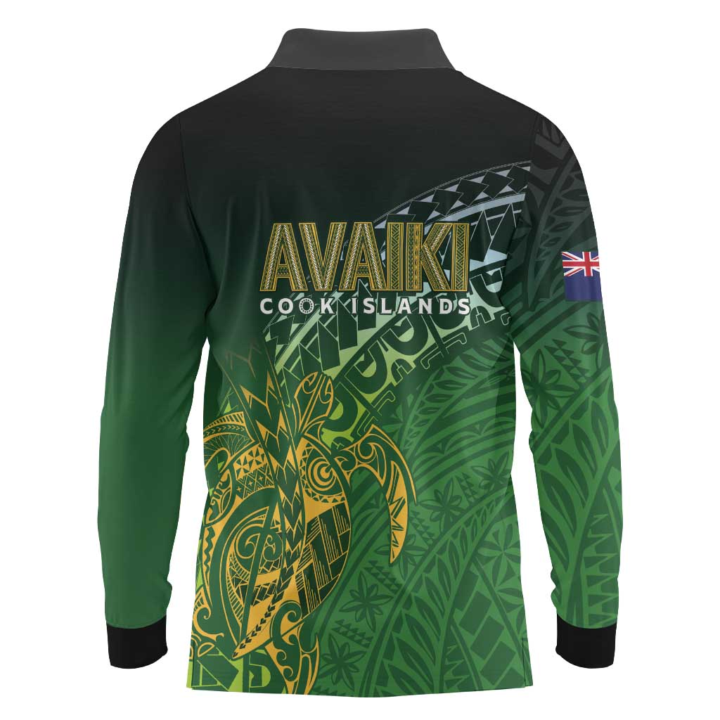 Cook Islands Rugby Kuki Avaiki Long Sleeve Polo Shirt Tribal Turtle - Aussie Hoodie