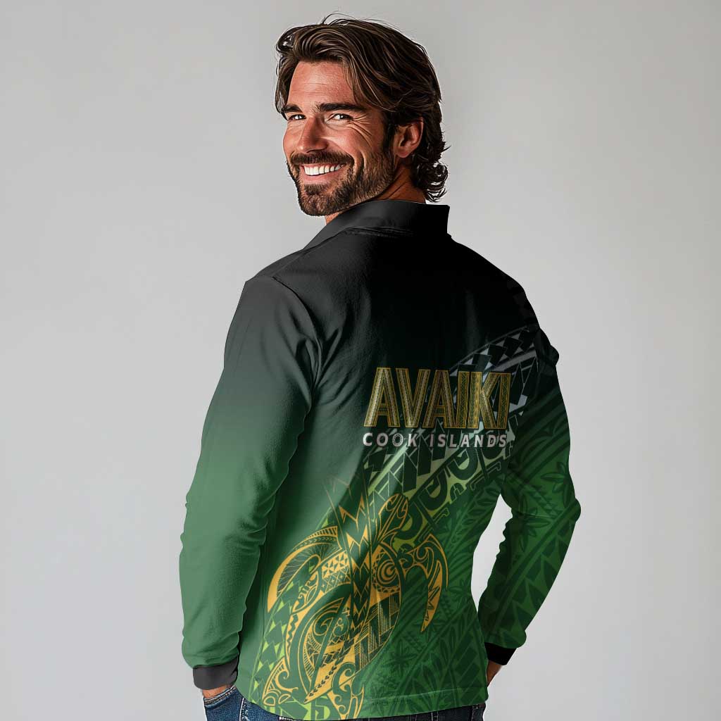 Cook Islands Rugby Kuki Avaiki Long Sleeve Polo Shirt Tribal Turtle - Aussie Hoodie