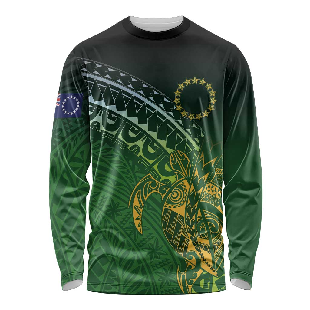 Cook Islands Rugby Kuki Avaiki Long Sleeve Shirt Tribal Turtle - Aussie Hoodie