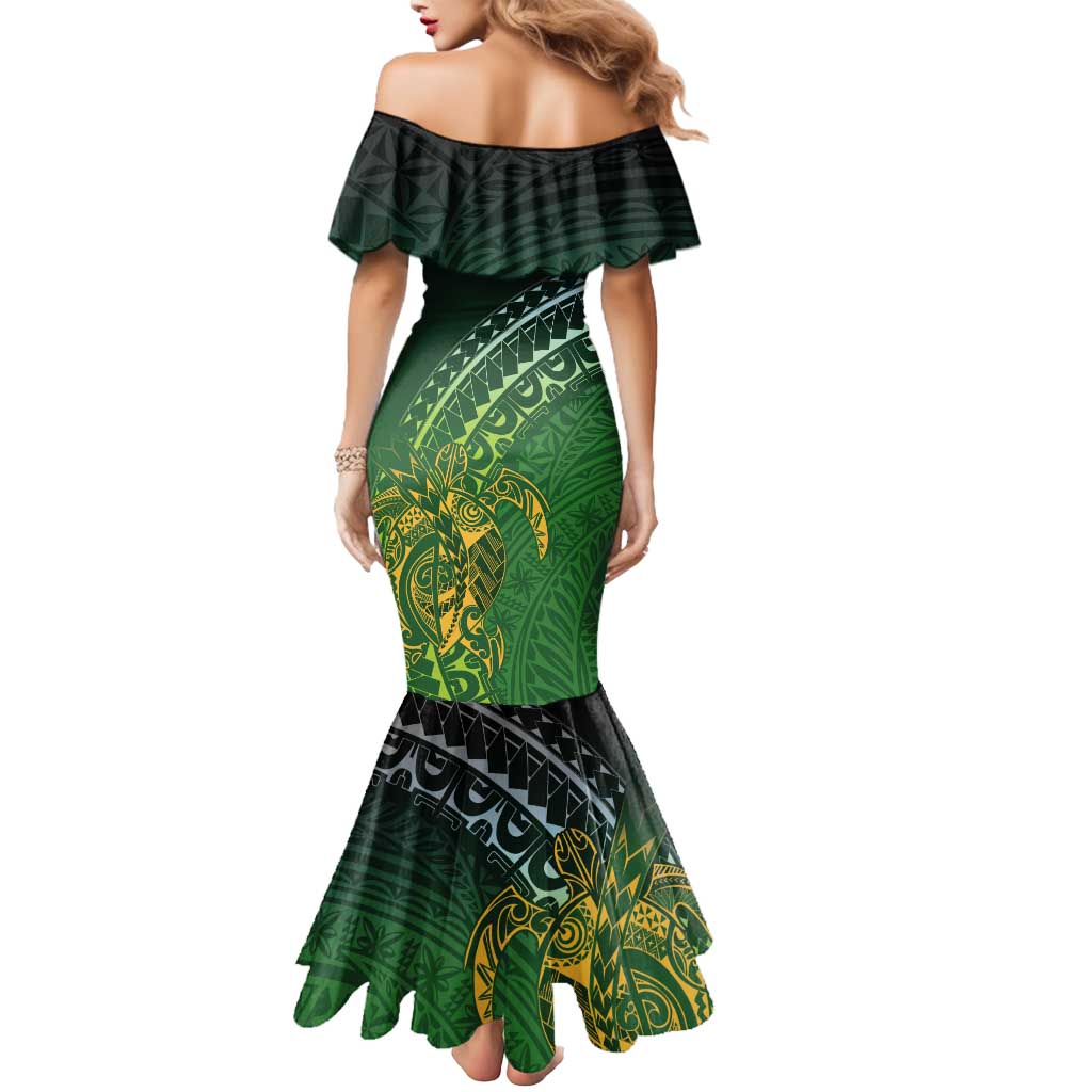 Cook Islands Rugby Kuki Avaiki Mermaid Dress Tribal Turtle - Aussie Hoodie