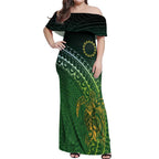 Cook Islands Rugby Kuki Avaiki Off Shoulder Maxi Dress Tribal Turtle - Aussie Hoodie