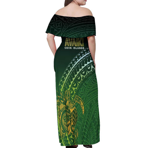 Cook Islands Rugby Kuki Avaiki Off Shoulder Maxi Dress Tribal Turtle - Aussie Hoodie