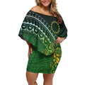 Cook Islands Rugby Kuki Avaiki Off Shoulder Short Dress Tribal Turtle - Aussie Hoodie