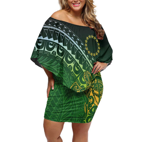 Cook Islands Rugby Kuki Avaiki Off Shoulder Short Dress Tribal Turtle - Aussie Hoodie