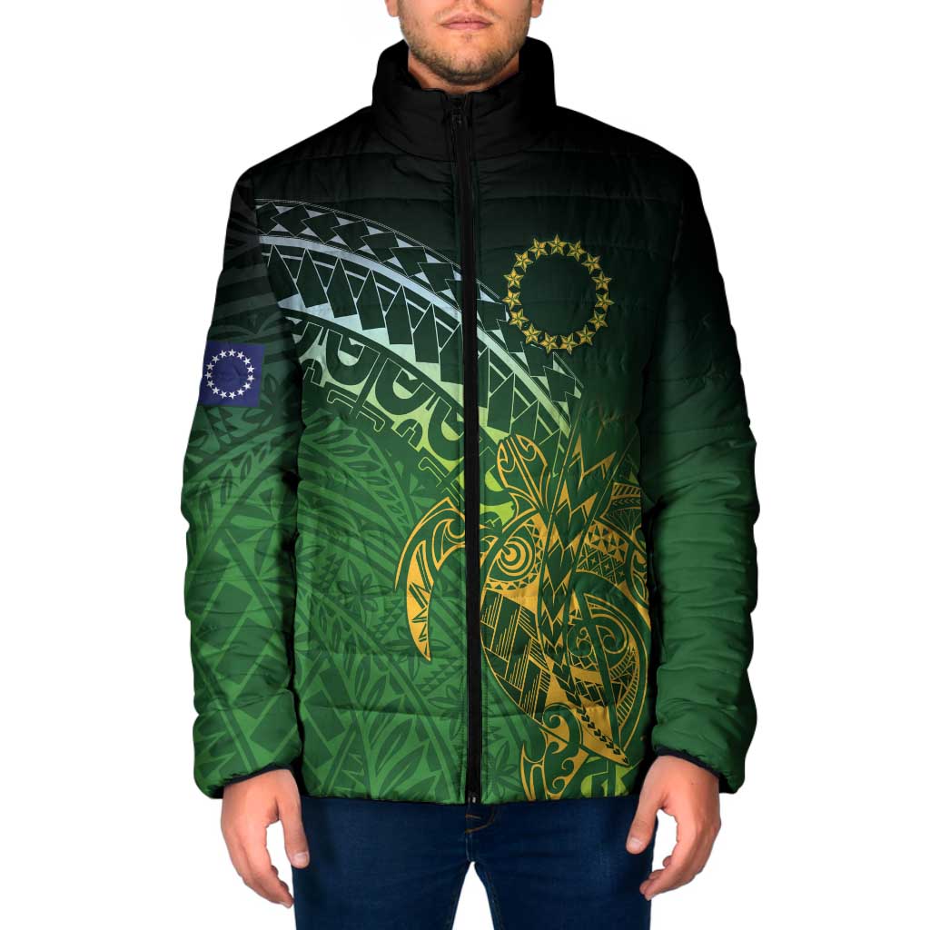 Cook Islands Rugby Kuki Avaiki Padded Jacket Tribal Turtle - Aussie Hoodie