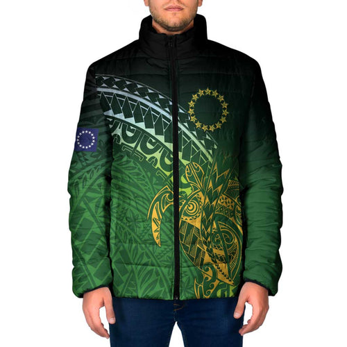 Cook Islands Rugby Kuki Avaiki Padded Jacket Tribal Turtle - Aussie Hoodie