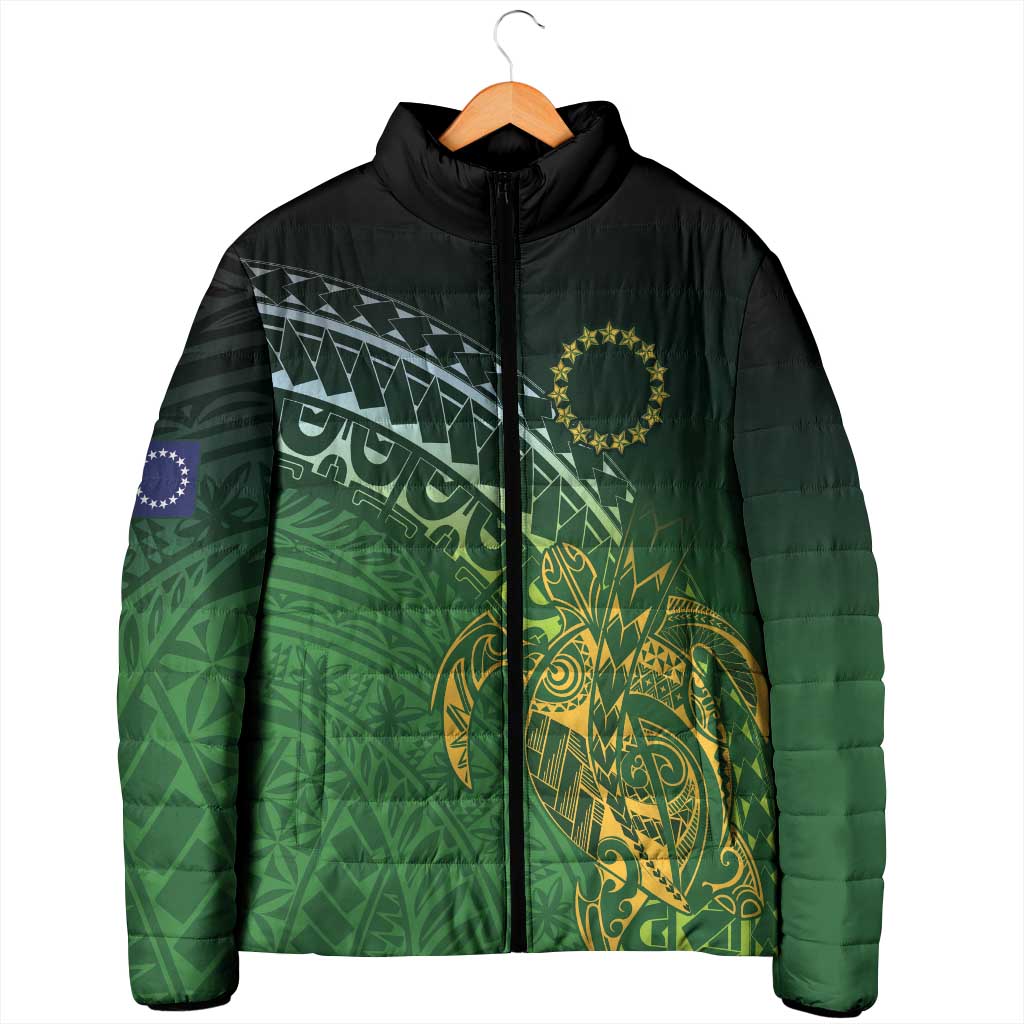 Cook Islands Rugby Kuki Avaiki Padded Jacket Tribal Turtle - Aussie Hoodie