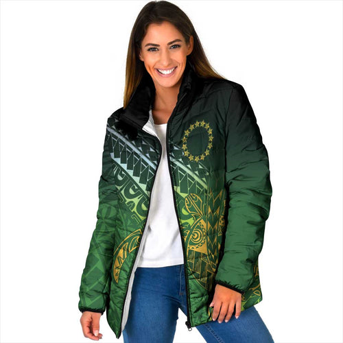 Cook Islands Rugby Kuki Avaiki Padded Jacket Tribal Turtle - Aussie Hoodie
