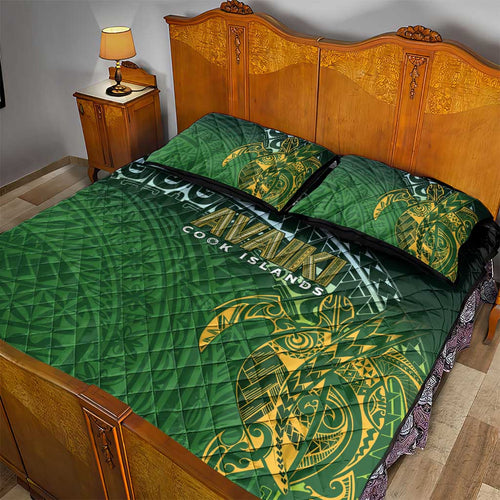 Cook Islands Rugby Kuki Avaiki Quilt Bed Set Tribal Turtle - Aussie Hoodie