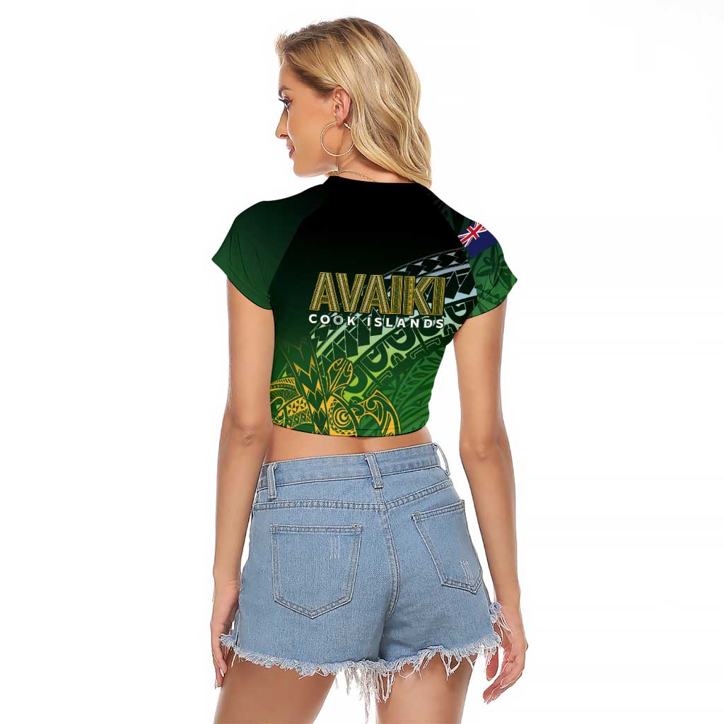 Cook Islands Rugby Kuki Avaiki Raglan Cropped T Shirt Tribal Turtle - Aussie Hoodie