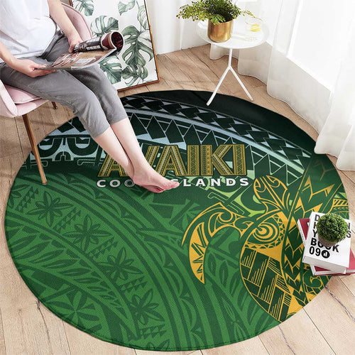 Cook Islands Rugby Kuki Avaiki Round Carpet Tribal Turtle - Aussie Hoodie