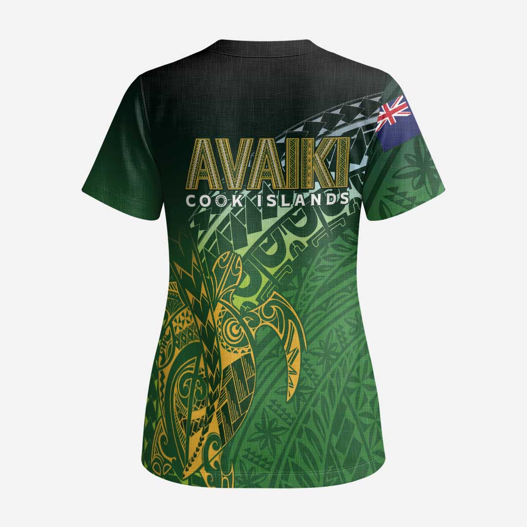 Cook Islands Rugby Kuki Avaiki Scrub Top Tribal Turtle - Aussie Hoodie