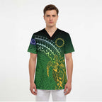 Cook Islands Rugby Kuki Avaiki Scrub Top Tribal Turtle - Aussie Hoodie