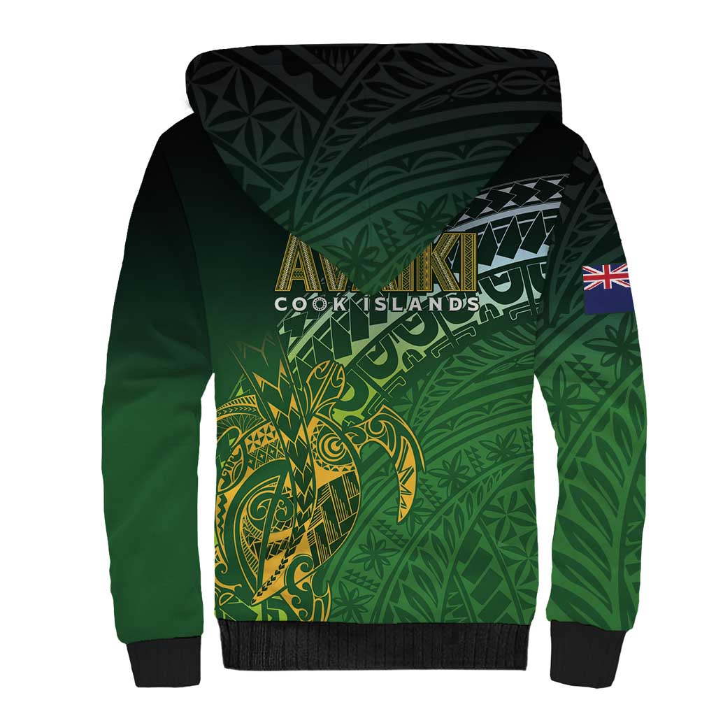 Cook Islands Rugby Kuki Avaiki Sherpa Hoodie Tribal Turtle - Aussie Hoodie