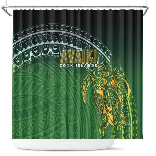 Cook Islands Rugby Kuki Avaiki Shower Curtain Tribal Turtle - Aussie Hoodie