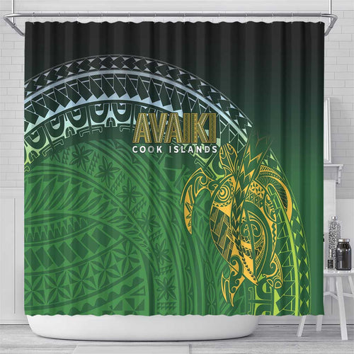 Cook Islands Rugby Kuki Avaiki Shower Curtain Tribal Turtle - Aussie Hoodie