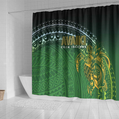 Cook Islands Rugby Kuki Avaiki Shower Curtain Tribal Turtle - Aussie Hoodie
