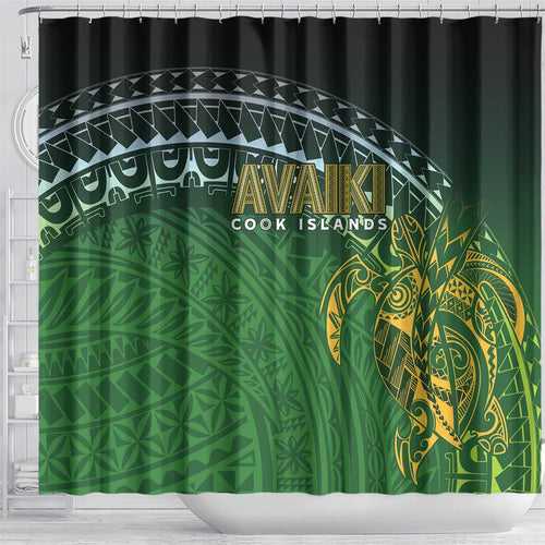 Cook Islands Rugby Kuki Avaiki Shower Curtain Tribal Turtle - Aussie Hoodie