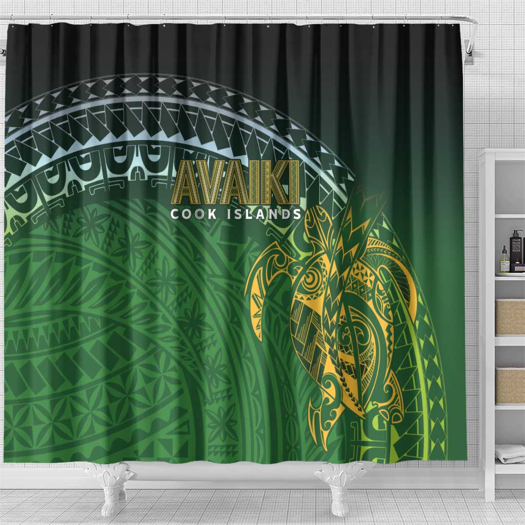 Cook Islands Rugby Kuki Avaiki Shower Curtain Tribal Turtle - Aussie Hoodie