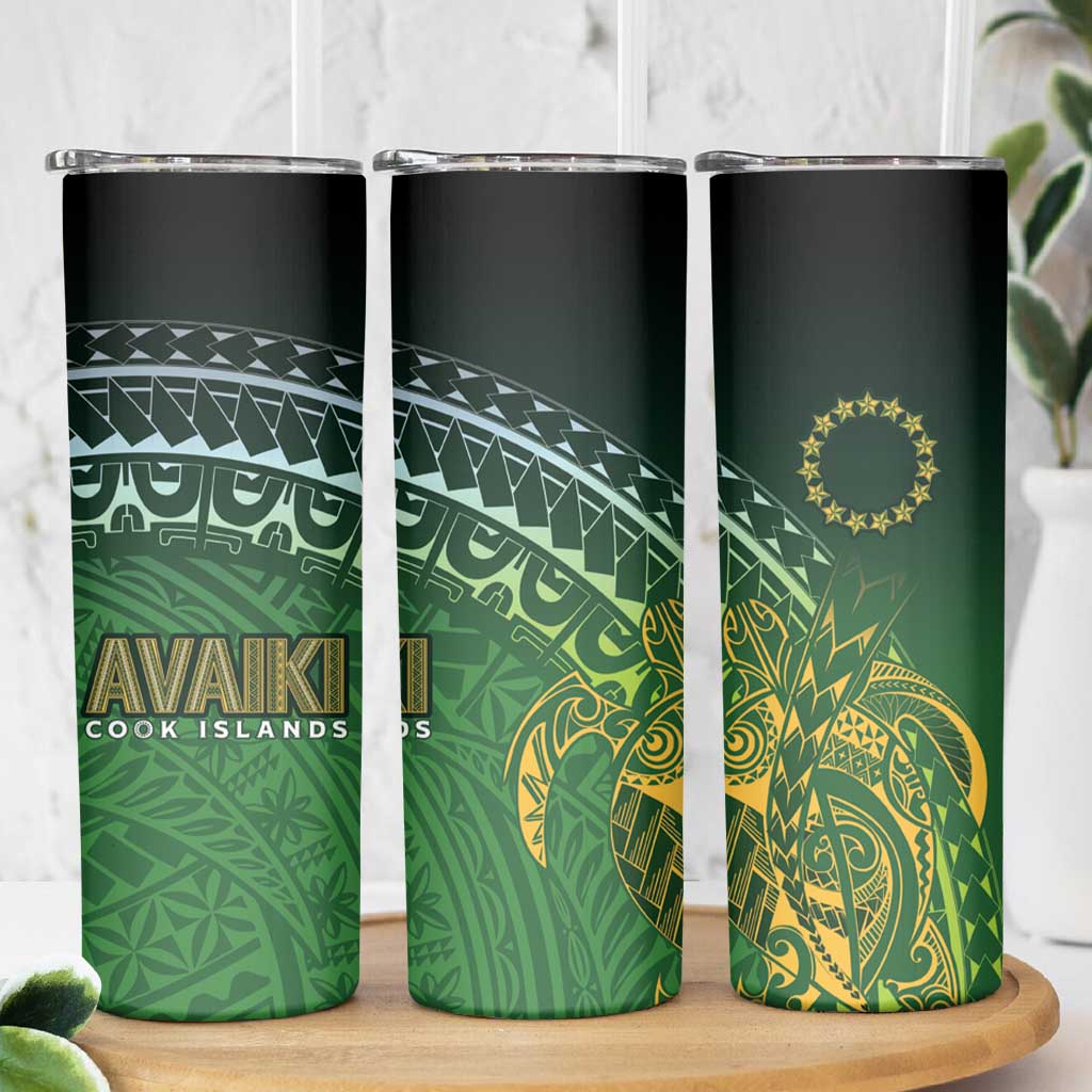 Cook Islands Rugby Kuki Avaiki Skinny Tumbler Tribal Turtle - Aussie Hoodie