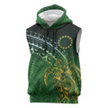 Cook Islands Rugby Kuki Avaiki Sleeveless Hoodie Tribal Turtle - Aussie Hoodie