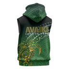 Cook Islands Rugby Kuki Avaiki Sleeveless Hoodie Tribal Turtle - Aussie Hoodie