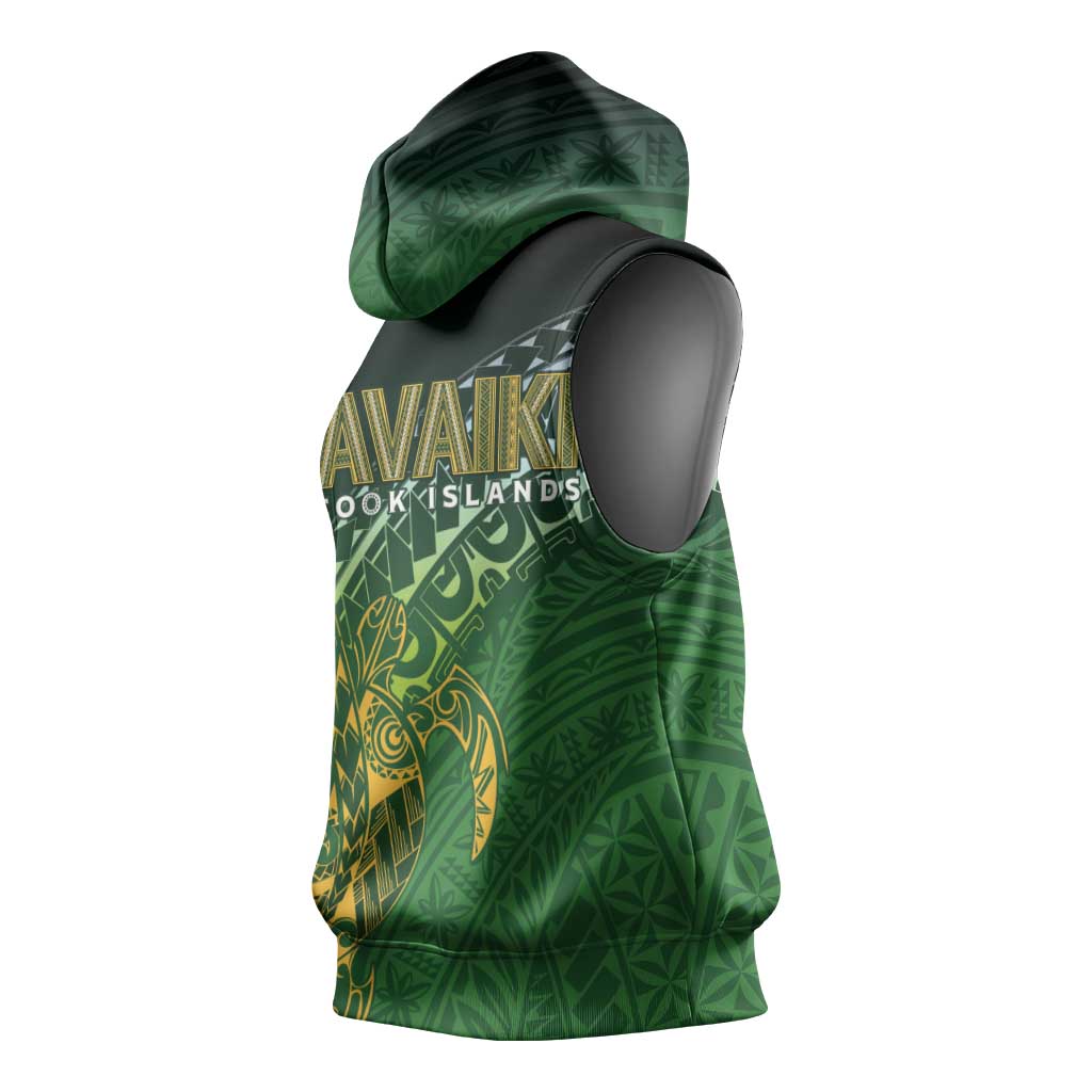 Cook Islands Rugby Kuki Avaiki Sleeveless Hoodie Tribal Turtle - Aussie Hoodie