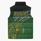Cook Islands Rugby Kuki Avaiki Sleeveless Puffer Jacket Tribal Turtle - Aussie Hoodie