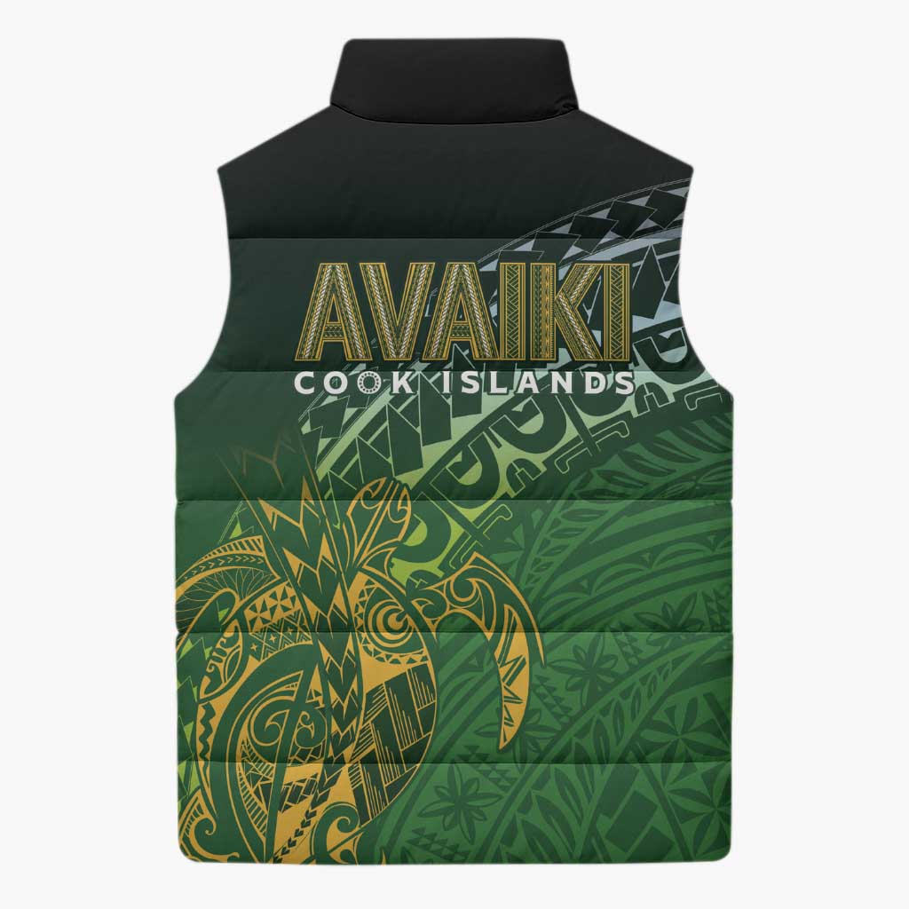 Cook Islands Rugby Kuki Avaiki Sleeveless Puffer Jacket Tribal Turtle - Aussie Hoodie