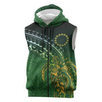 Cook Islands Rugby Kuki Avaiki Sleeveless Zip Hoodie Tribal Turtle - Aussie Hoodie